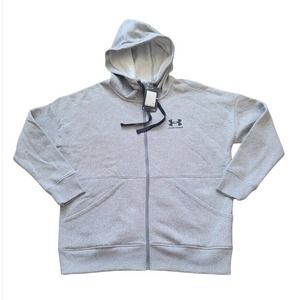Under Armour Rival Hoodie Men's Full Zip Fleece Sweatshirt Gray Size M Loose